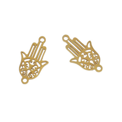 Hamsa connector made of surgical steel in two colors