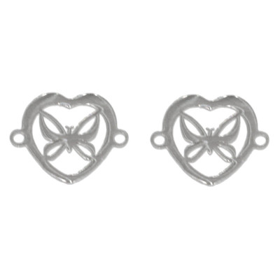Heart connector with surgical steel bow tie in two color variants