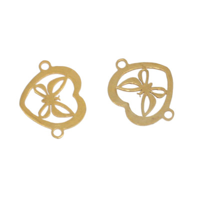 Heart connector with surgical steel bow tie in two color variants