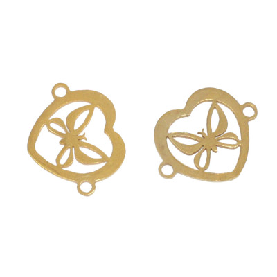 Heart connector with surgical steel bow tie in two color variants