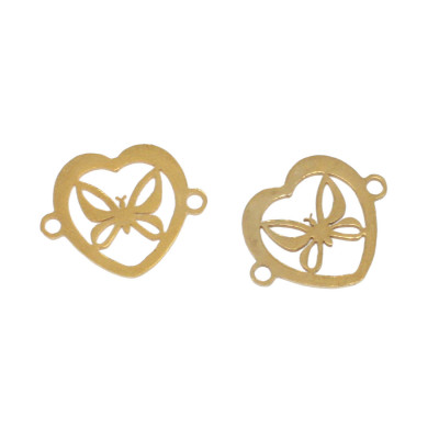 Heart connector with surgical steel bow tie in two color variants