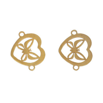 Heart connector with surgical steel bow tie in two color variants