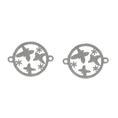 Connector with surgical steel bow ties in two color variants