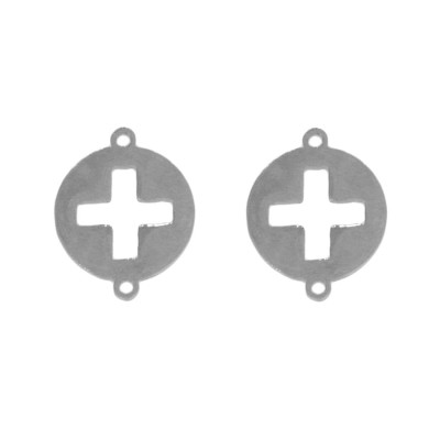 Connector with a cross of surgical steel in two colors