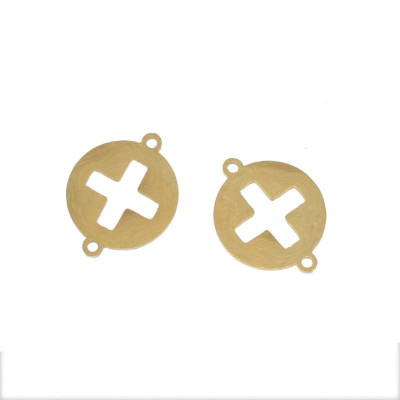 Connector with a cross of surgical steel in two colors