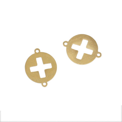 Connector with a cross of surgical steel in two colors