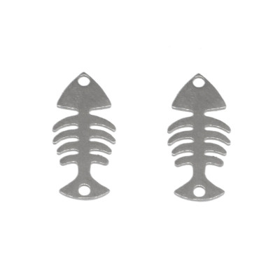 Surgical steel fish cube connector in two color variants