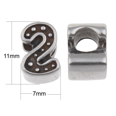 Numeral bead, surgical steel