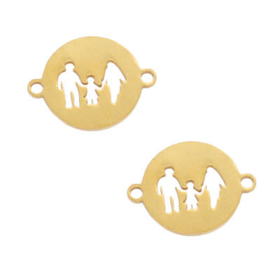 Connector patty with family silhouette with one child surgical steel two color variants