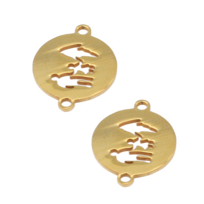 Connector patty with family silhouette with one child surgical steel two color variants