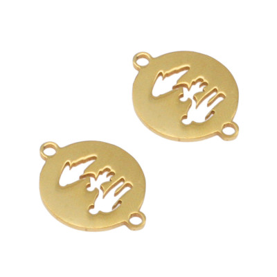 Connector patty with family silhouette with one child surgical steel two color variants