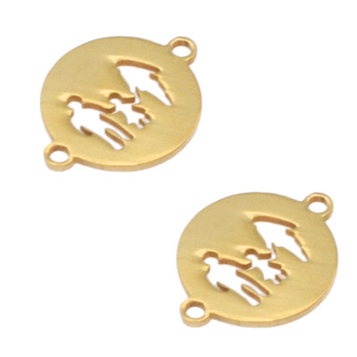 Connector patty with family silhouette with one child surgical steel two color variants