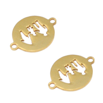 Connector patty with family silhouette with one child surgical steel two color variants