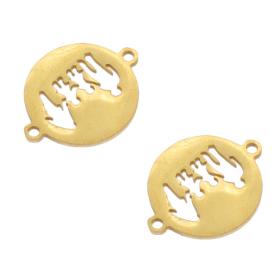 Connector patty with family silhouette with two children surgical steel two color variants