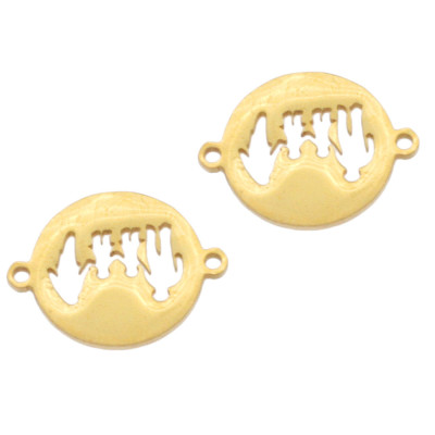 Connector patty with family silhouette with two children surgical steel two color variants