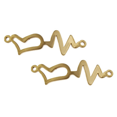 Connector of surgical steel heart cardiograph gold galvanization