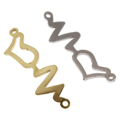 Connector of surgical steel heart cardiograph gold galvanization