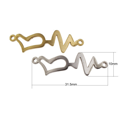 Connector of surgical steel heart cardiograph gold galvanization