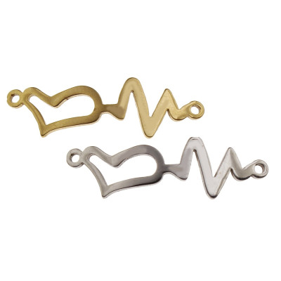 Connector of surgical steel heart cardiograph gold galvanization