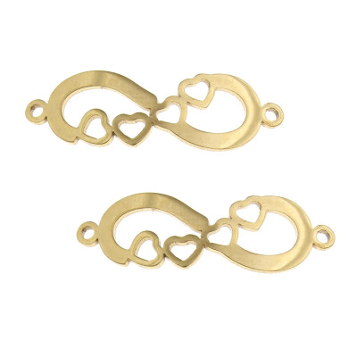 Endless love connector made of gold galvanized surgical steel
