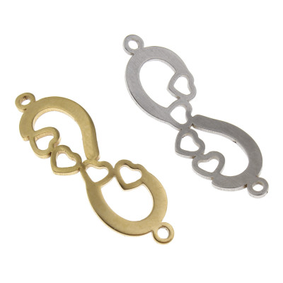 Endless love connector made of gold galvanized surgical steel