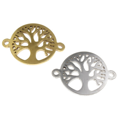 Life tree connector made of gold galvanized surgical steel