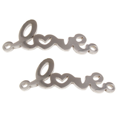 Connector with the inscription Love and hearts made of surgical steel