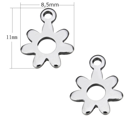Flower pendant 9 x 11 x 1mm from surgical steel