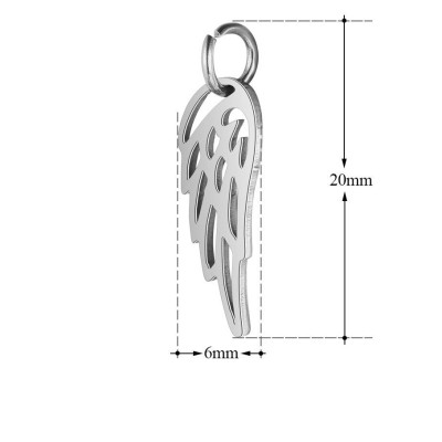 Pendant angel wing pruned from surgical steel in three color variants