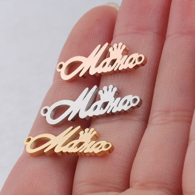 Connector inscription Mama decorated with a crown of surgical steel three color variants