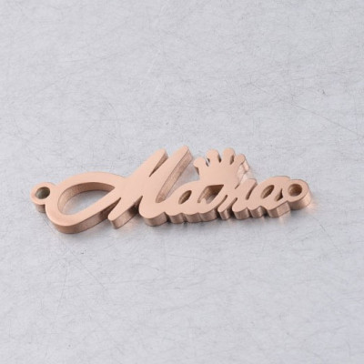 Connector inscription Mama decorated with a crown of surgical steel three color variants