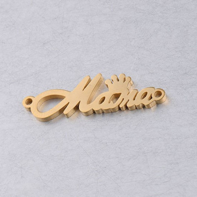 Connector inscription Mama decorated with a crown of surgical steel three color variants