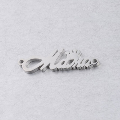 Connector inscription Mama decorated with a crown of surgical steel three color variants