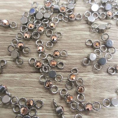 Crystal Capri gold AB 3 x 8.5 mm surgical steel connector with chaton