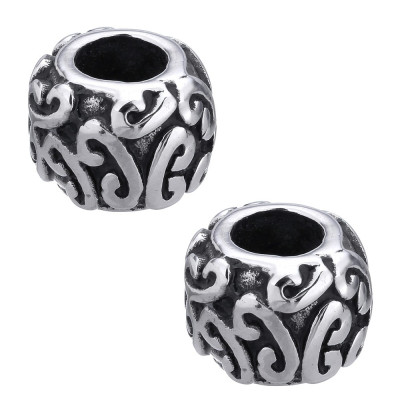 Large bead with ornaments, surgical steel