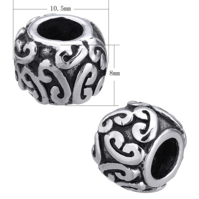 Korálek silnější mezikroužek s ornamenty chirurgická ocel