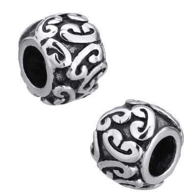 Large bead with ornaments, surgical steel