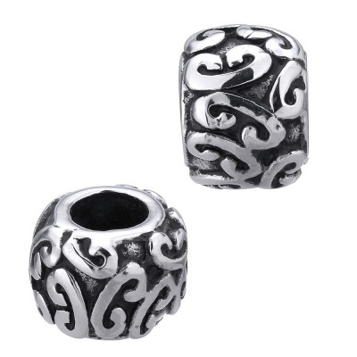 Large bead with ornaments, surgical steel