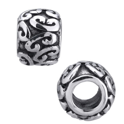 Korálek silnější mezikroužek s ornamenty chirurgická ocel