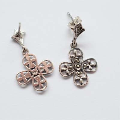 Náušnice Marcasite kytičky AG 925/1000