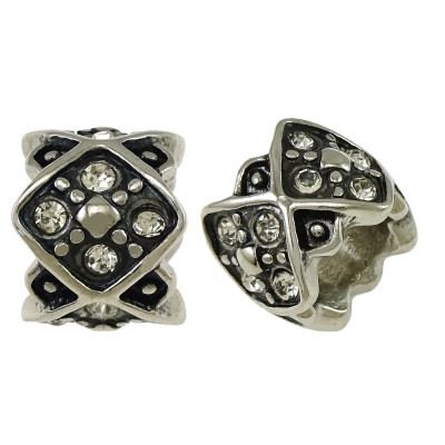 Bead decorated with squares, surgical steel