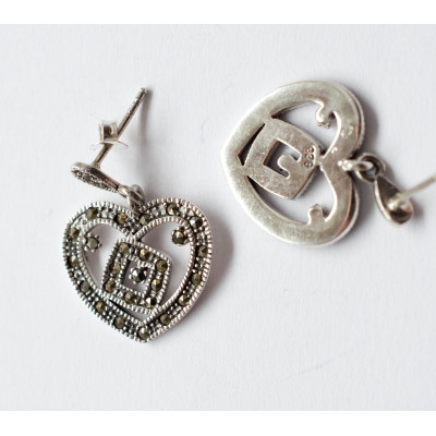 Marcasite heart earrings AG 925/1000