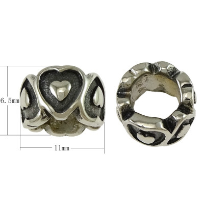 Heart-shaped bead, surgical steel