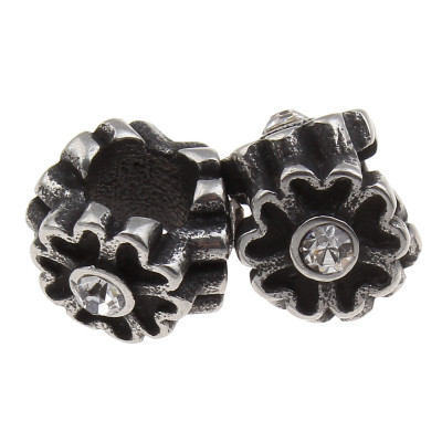 Bead with flower and chaton, surgical steel