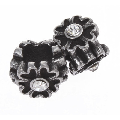 Bead with flower and chaton, surgical steel