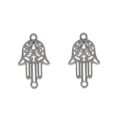 Hamsa connector larger made of surgical steel in two color variants