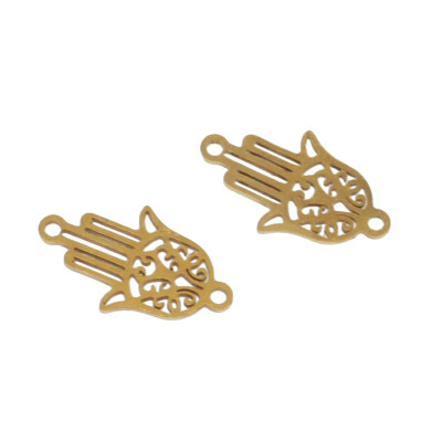 Hamsa connector larger made of surgical steel in two color variants