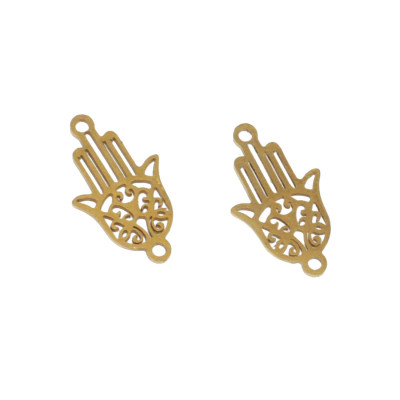 Hamsa connector larger made of surgical steel in two color variants