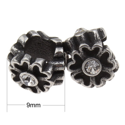 Bead with flower and chaton, surgical steel