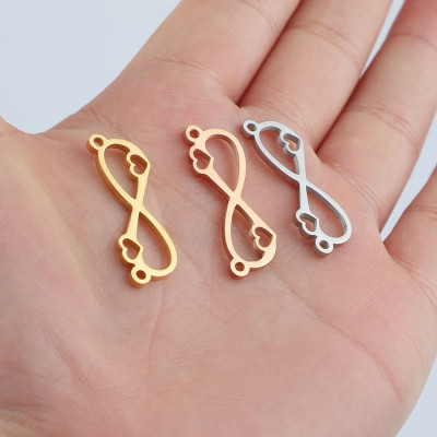 Endless love connector with surgical steel hearts in three color variants
